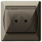 Gniazdo bryzgoszczelne z uziemieniem IP-44 wieczko przezroczyste beżowy Ospel Akcent GPH-1AZ/01/d