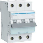 Leitungsschutzschalter 3 polig 6kA B-Charakteristik 6A 3 Module Hager MBN306E