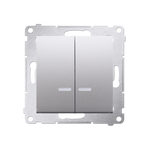 Kerzenschalter (Modul) 2x 1polig mit LED Silber IP44 Kontakt Simon 54 Premium DW5BL.01/43
