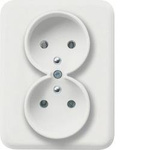 Steckdose mit Erdung doppelt vollständig, 16A/250VAC, weiß WL1220 Lumina Hager